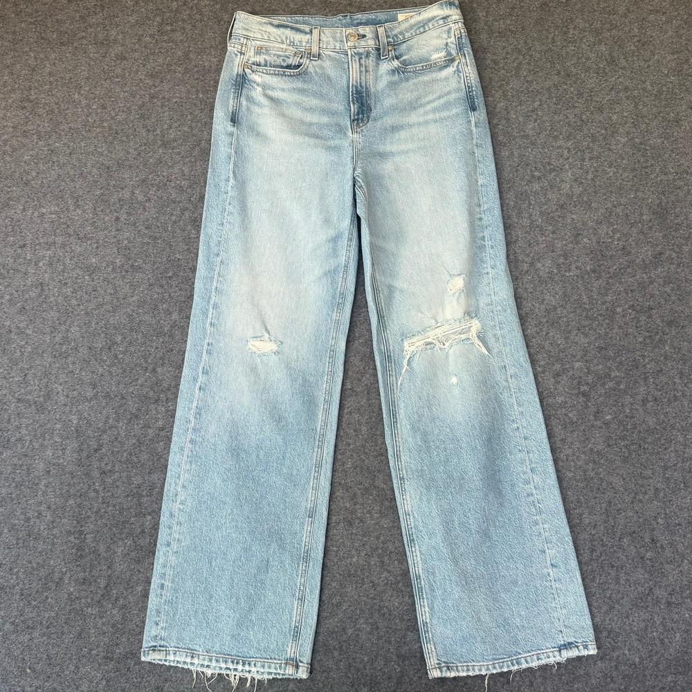 AYR The Secret Sauce Light Wash Distressed Wide Leg Jeans Size 30 Made in LA